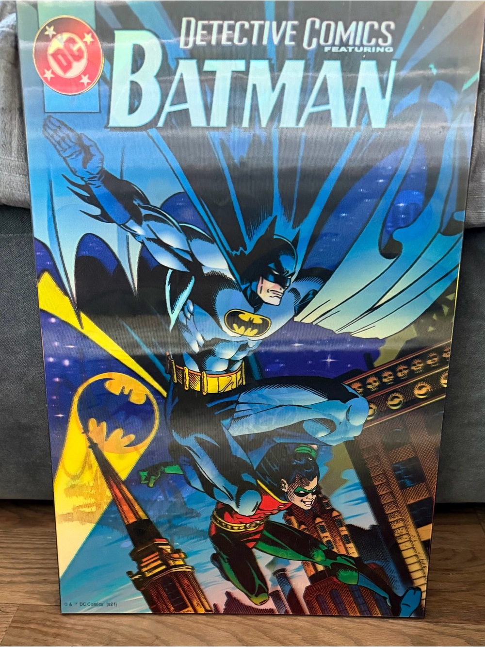 DC Batman and Robin Comic Art - Blue, Yellow, Black hologram
